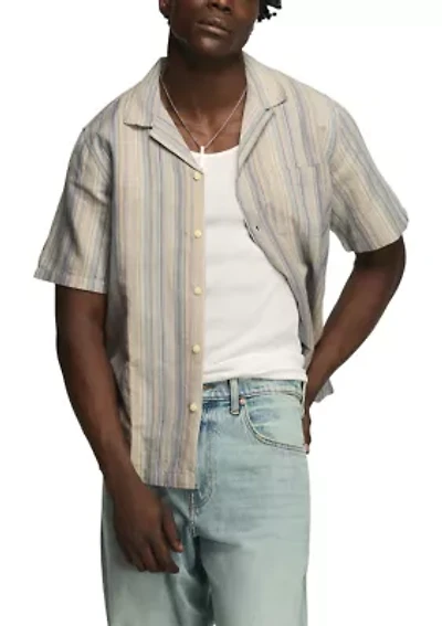 Men's Short Sleeve Striped Print Shirt