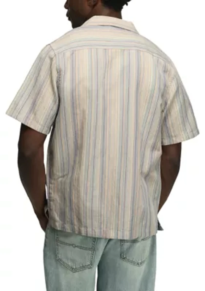 Men's Short Sleeve Striped Print Shirt