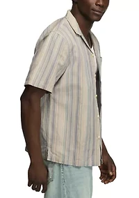 Men's Short Sleeve Striped Print Shirt