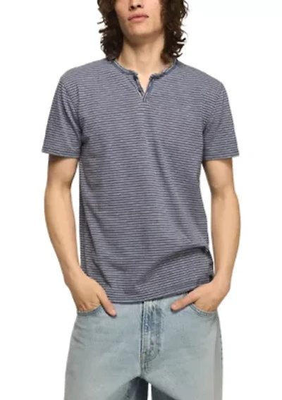 Men's Short Sleeve Striped Venice Burnout Notch Neck Shirt