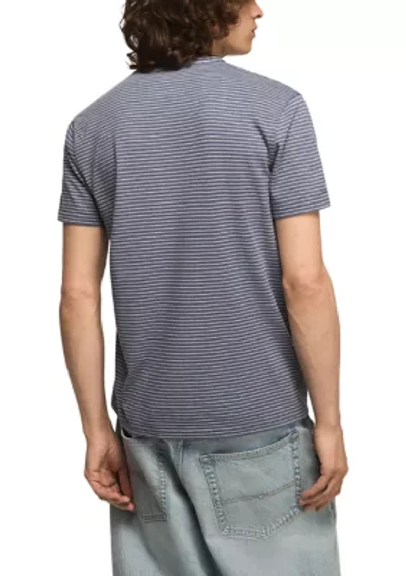 Men's Short Sleeve Striped Venice Burnout Notch Neck Shirt