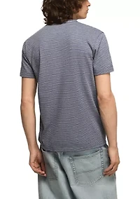 Men's Short Sleeve Striped Venice Burnout Notch Neck Shirt