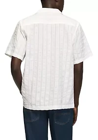 Men's Seersucker Camp Collar Short Sleeve Shirt