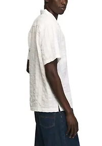 Men's Seersucker Camp Collar Short Sleeve Shirt