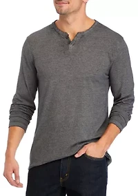 Venice Burnout Long Sleeve Split Neck T-Shirt