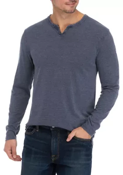 Venice Burnout Long Sleeve Split Neck T-Shirt