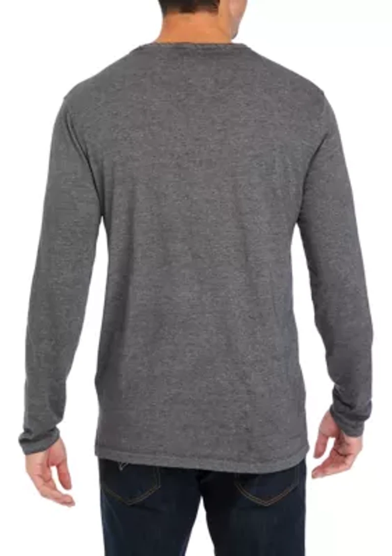 Venice Burnout Long Sleeve Split Neck T-Shirt