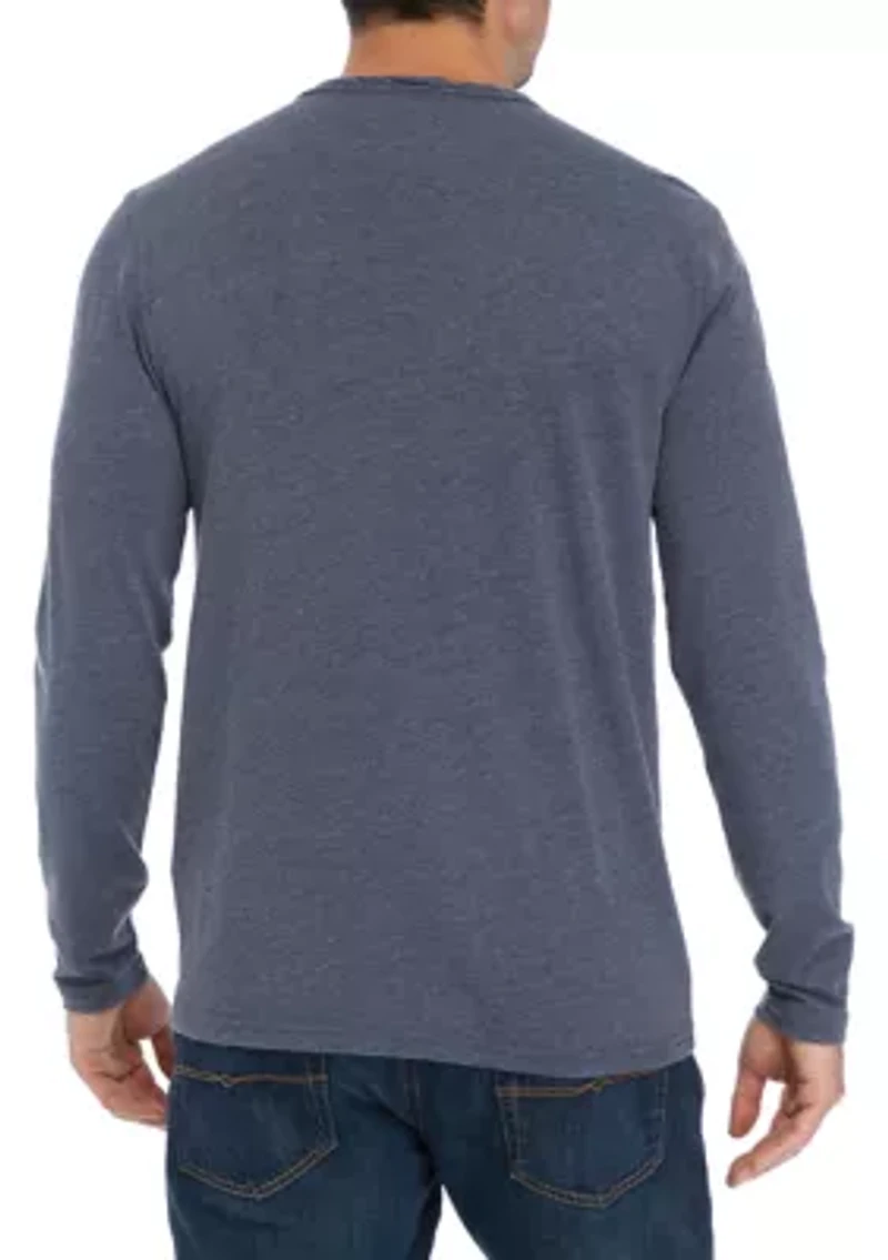 Venice Burnout Long Sleeve Split Neck T-Shirt