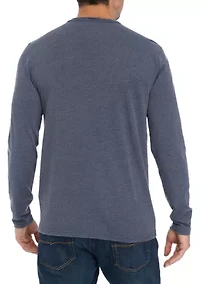 Venice Burnout Long Sleeve Split Neck T-Shirt