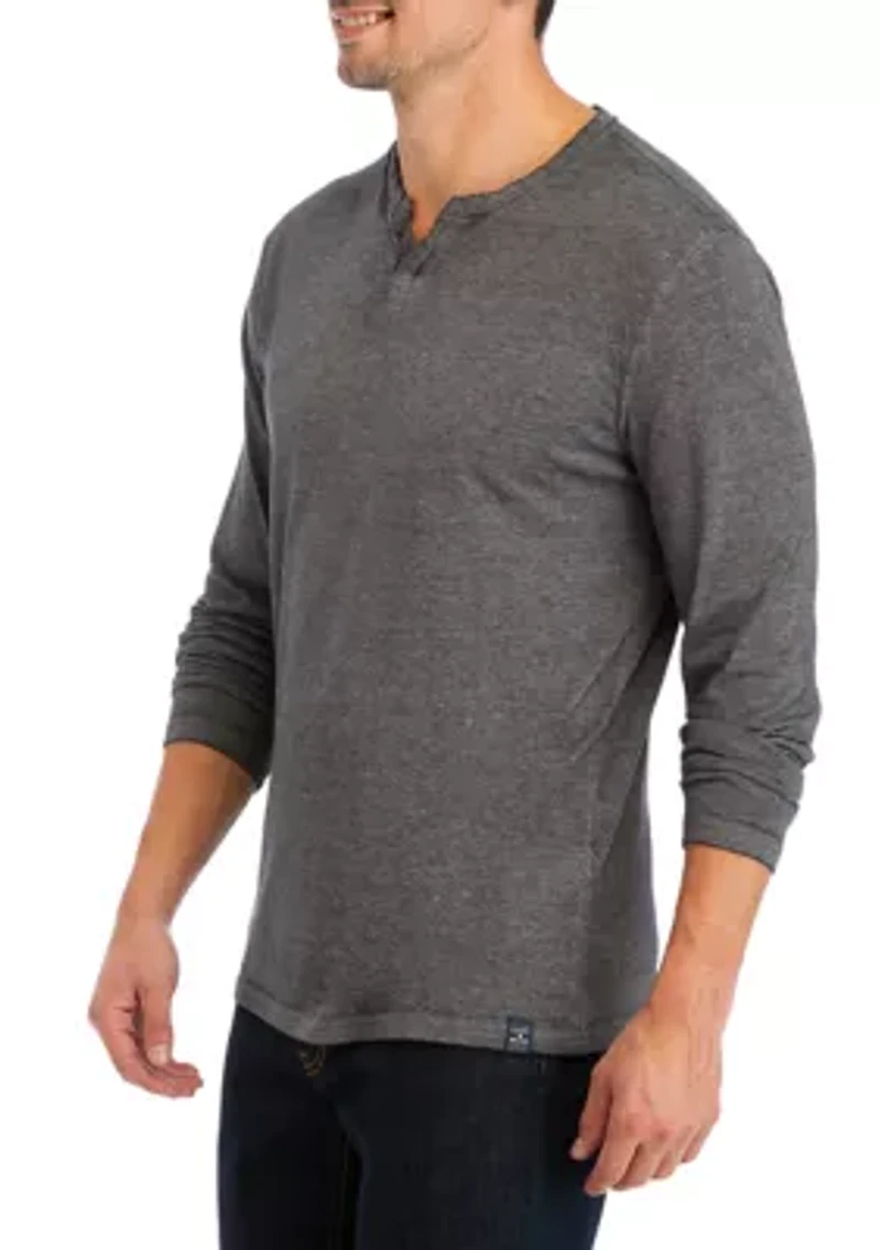 Venice Burnout Long Sleeve Split Neck T-Shirt