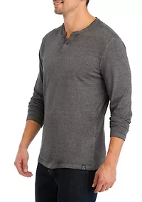 Venice Burnout Long Sleeve Split Neck T-Shirt
