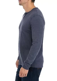 Venice Burnout Long Sleeve Split Neck T-Shirt