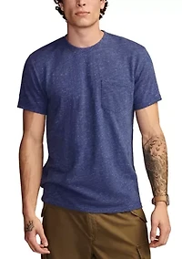 Linen Short Sleeve Pocket Crew Neck T-Shirt