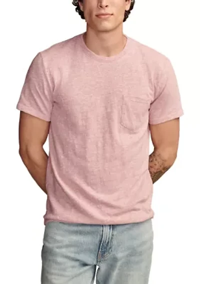 Linen Short Sleeve Pocket Crew Neck T-Shirt