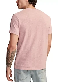 Linen Short Sleeve Pocket Crew Neck T-Shirt