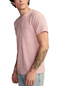 Linen Short Sleeve Pocket Crew Neck T-Shirt