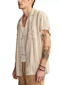 Big & Tall Natural Striped Camp Collar Shirt