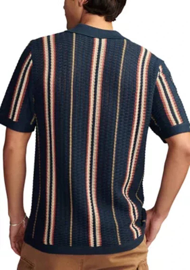 Big & Tall Striped Sweater Knit Button Down Shirt