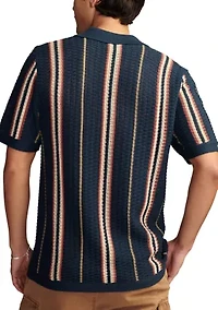 Big & Tall Striped Sweater Knit Button Down Shirt