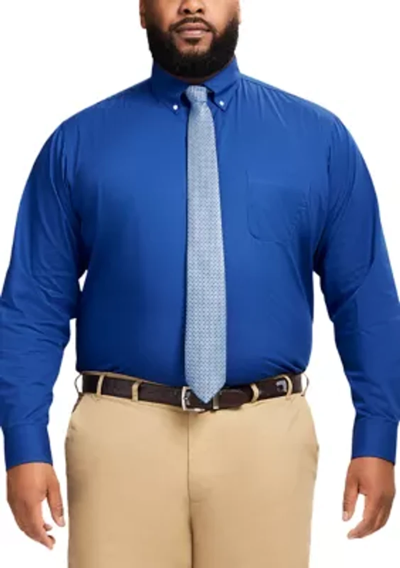 Big & Tall Long Sleeve Two Color Gingham Plaid Dress Shirt