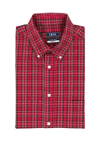 Long Sleeve All Over Stretch Regfular Fit Tartan Button Down Shirt