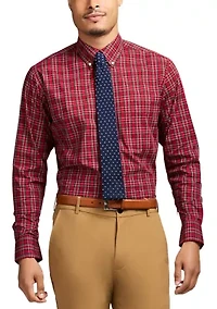 Long Sleeve All Over Stretch Regfular Fit Tartan Button Down Shirt