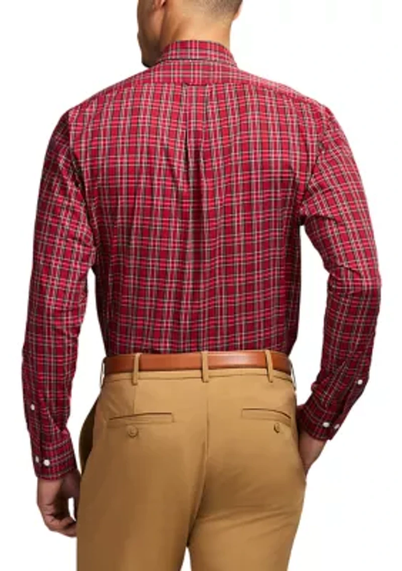 Long Sleeve All Over Stretch Regfular Fit Tartan Button Down Shirt