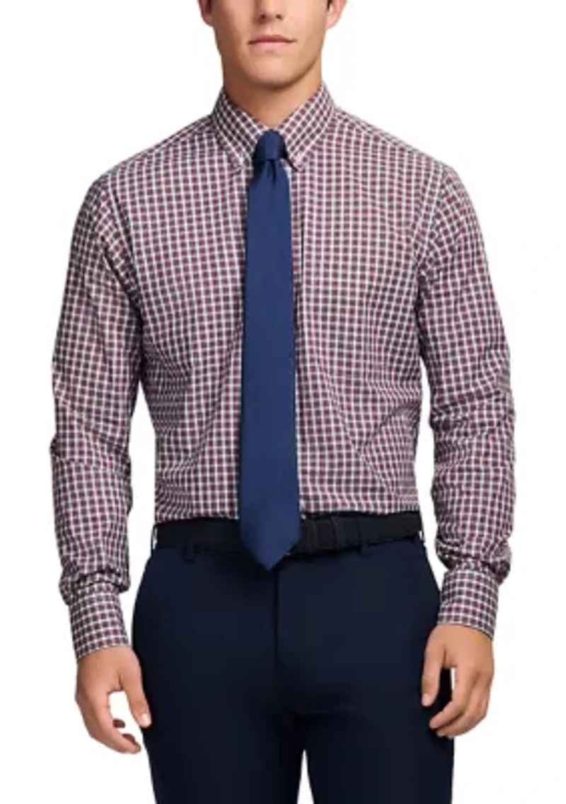 Long Sleeve All Over Stretch Regfular Fit Tartan Button Down Shirt