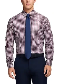 Long Sleeve All Over Stretch Regfular Fit Tartan Button Down Shirt