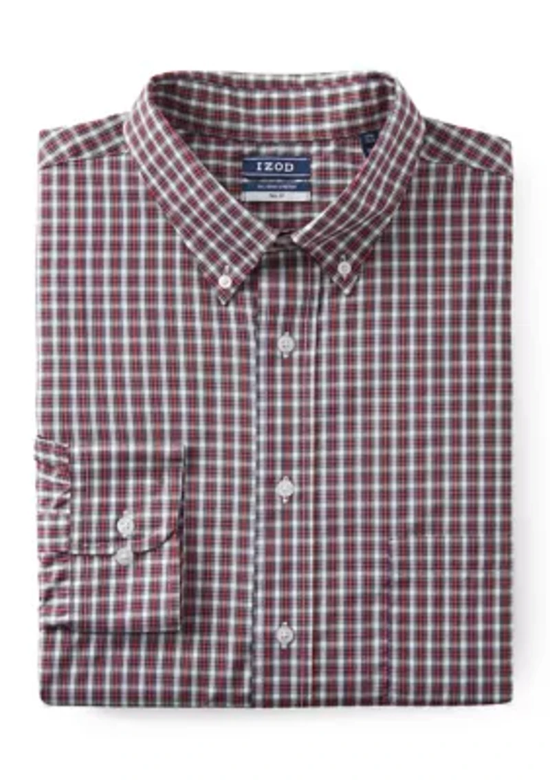Big & Tall Long Sleeve Tartan Plain Dress Shirt