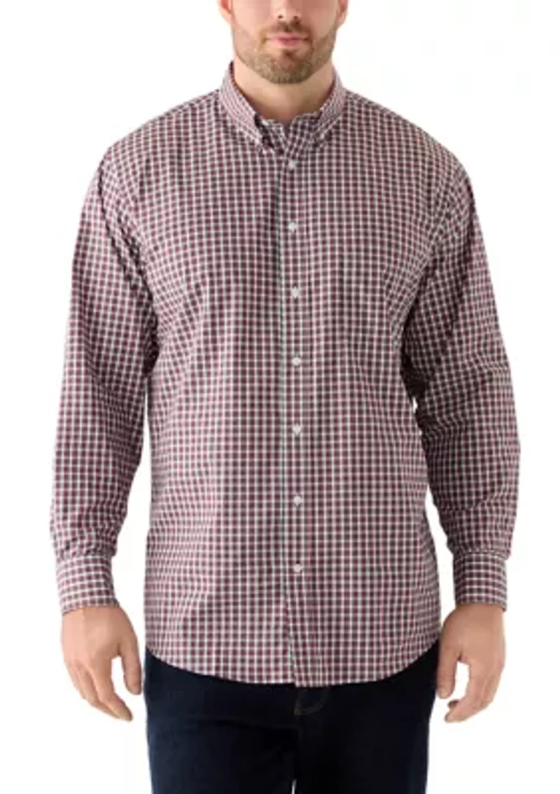 Big & Tall Long Sleeve Tartan Plain Dress Shirt
