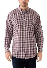 Big & Tall Long Sleeve Tartan Plain Dress Shirt