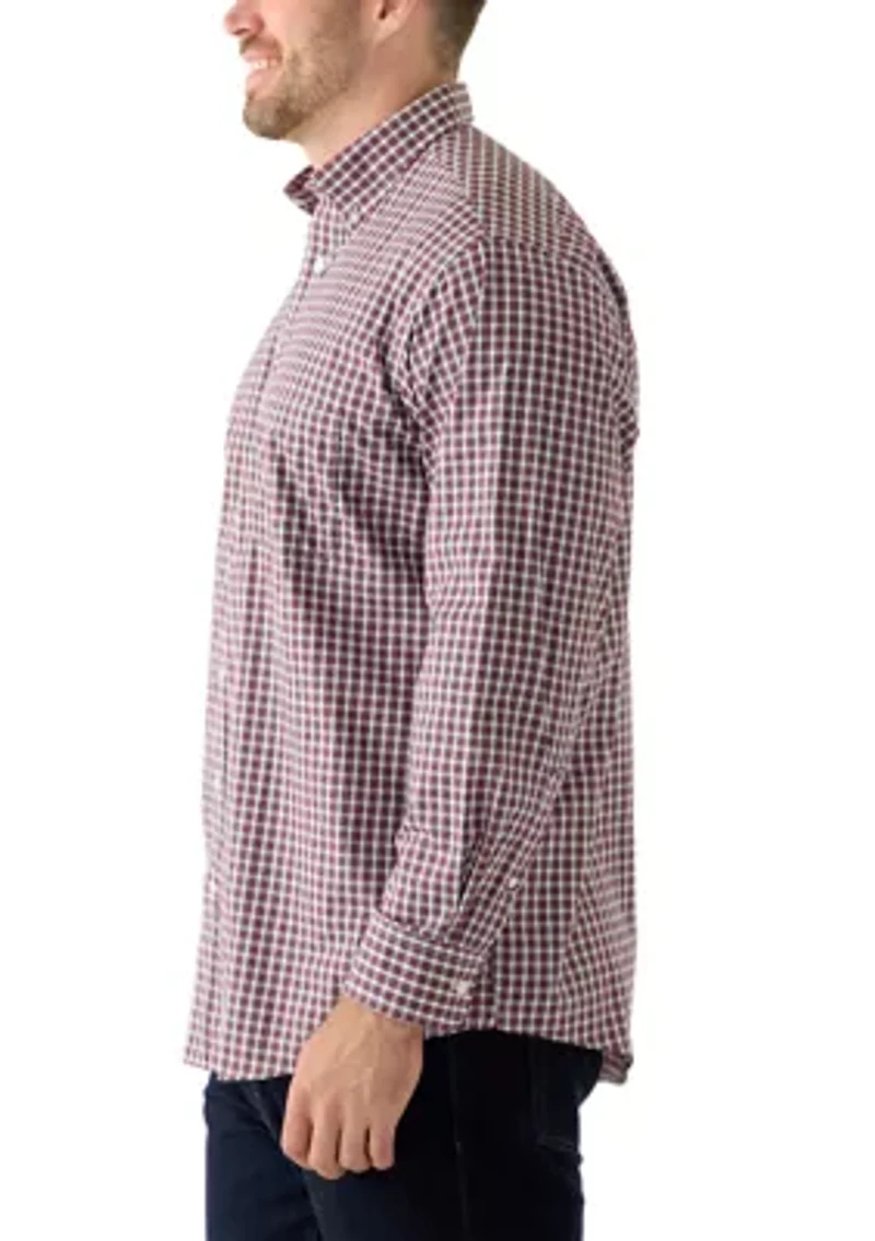 Big & Tall Long Sleeve Tartan Plain Dress Shirt