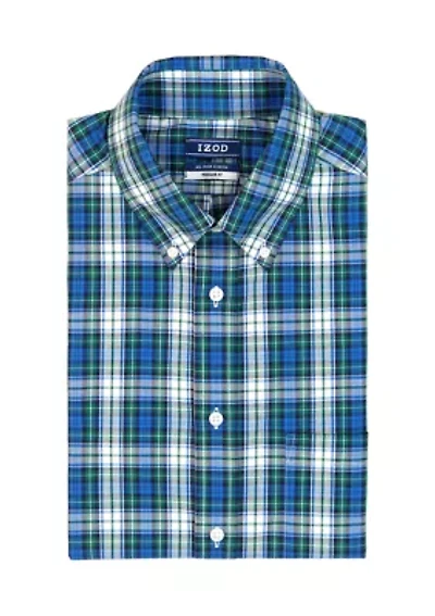 Long Sleeve All Over Stretch Regular Fit Tartan Button Down Shirt