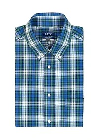 Long Sleeve All Over Stretch Regular Fit Tartan Button Down Shirt
