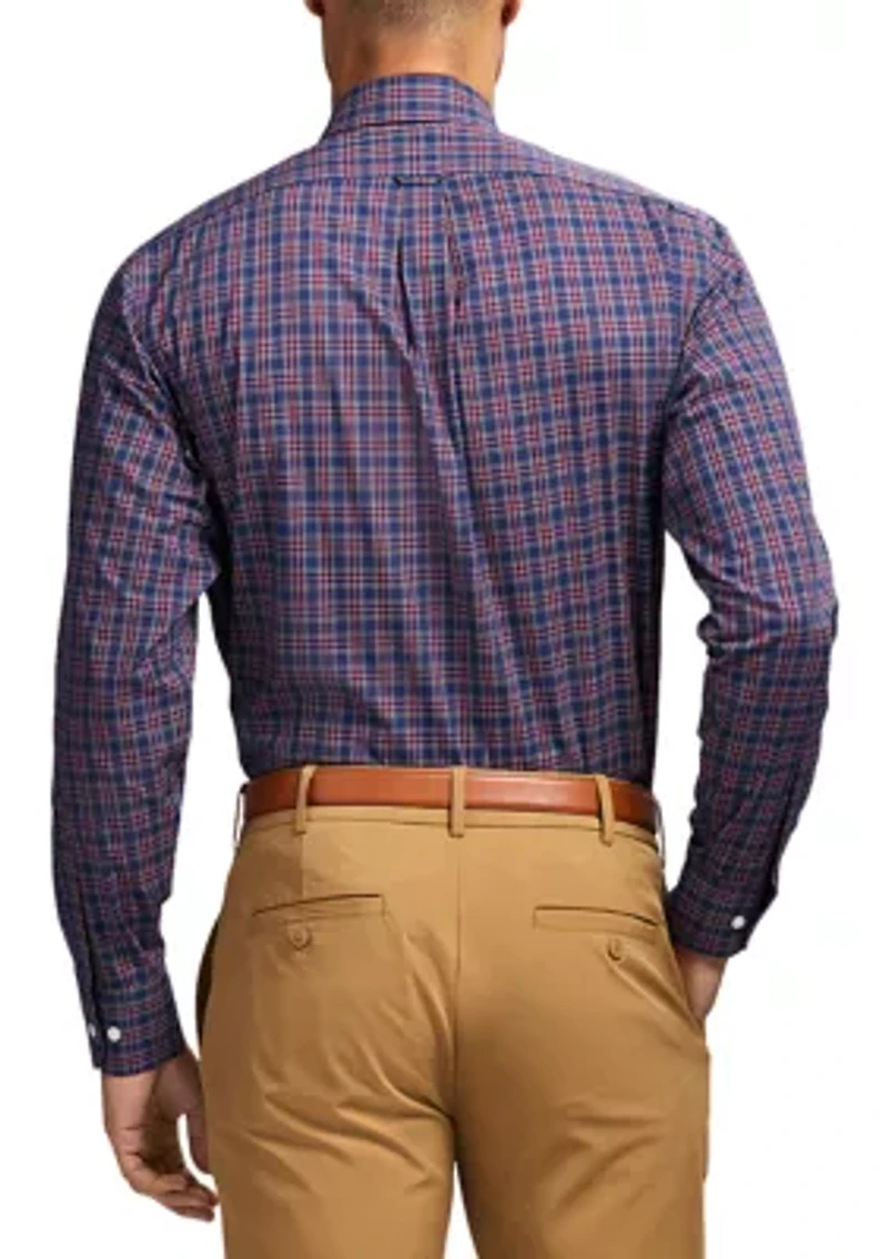 Long Sleeve All Over Stretch Regfular Fit Tartan Button Down Shirt