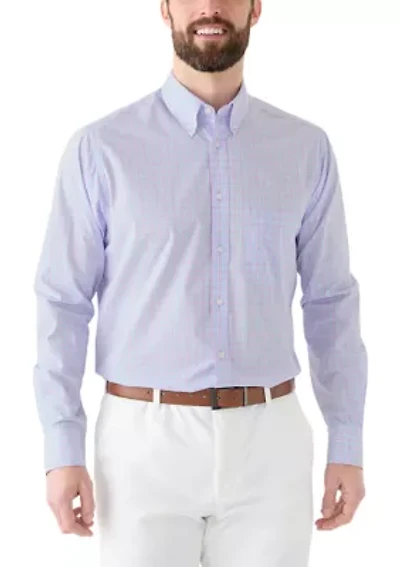 Long Sleeve Stretch Plaid Button Down Shirt