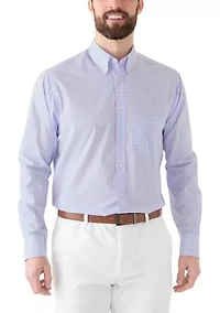 Long Sleeve Stretch Plaid Button Down Shirt