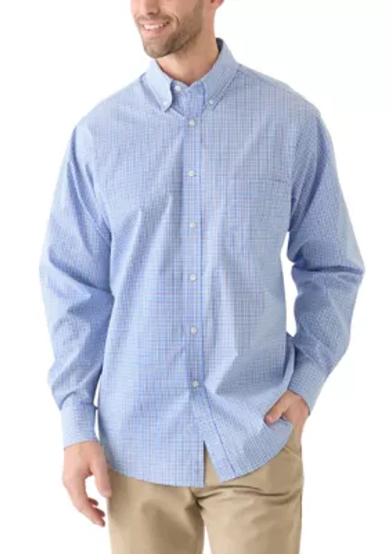 Long Sleeve Stretch Plaid Button Down Shirt