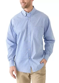 Long Sleeve Stretch Plaid Button Down Shirt