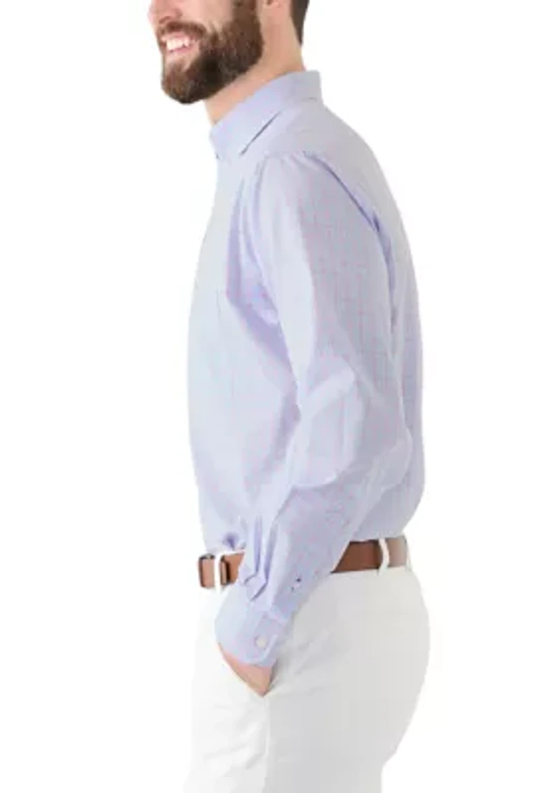 Long Sleeve Stretch Plaid Button Down Shirt