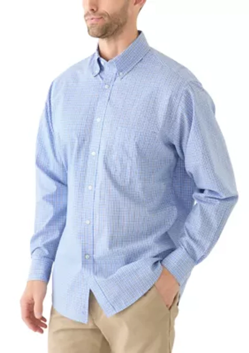 Long Sleeve Stretch Plaid Button Down Shirt