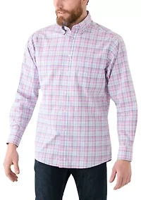 Stretch Plaid Printed Button Down Shirt