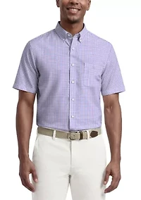 Men's All Over Stretch Short Sleeve Button Down Dress Shirt