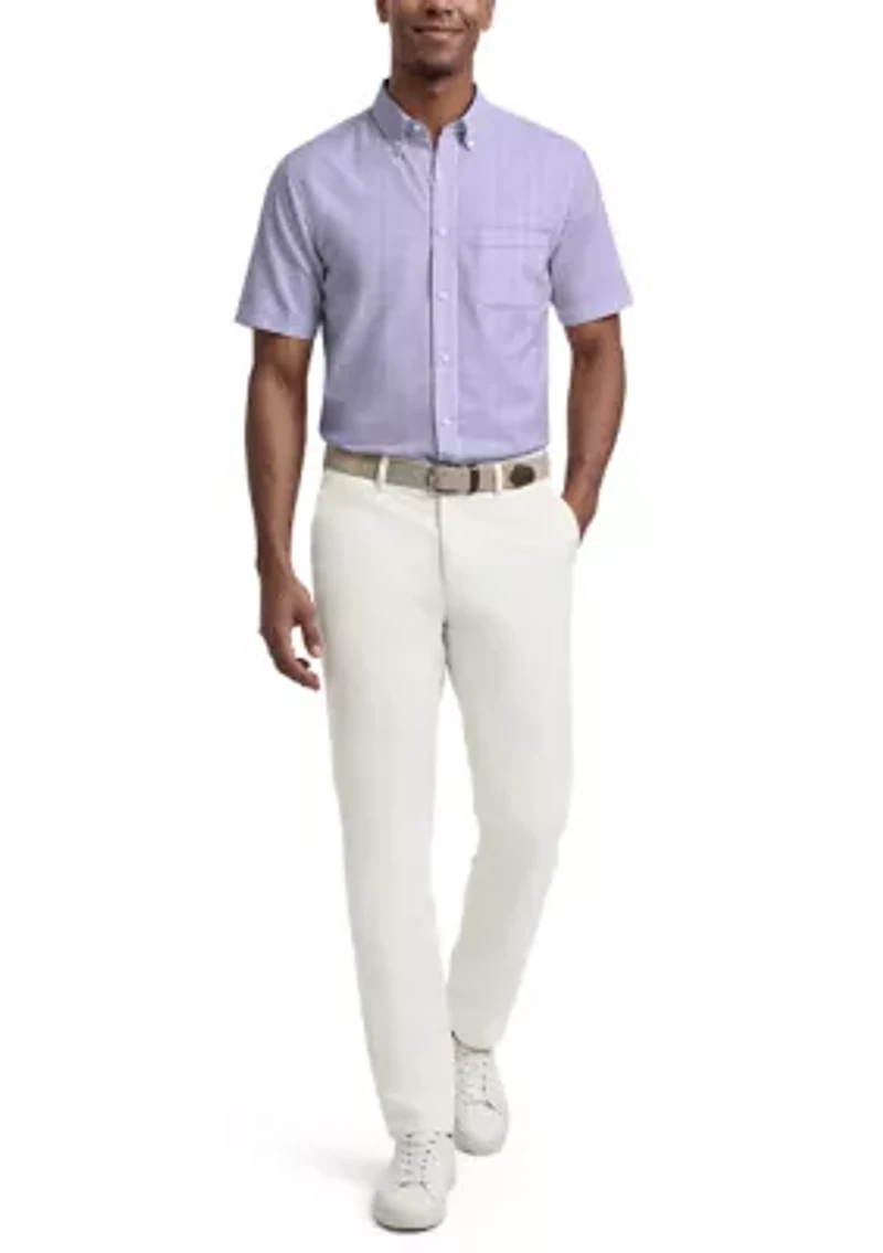 Men's All Over Stretch Short Sleeve Button Down Dress Shirt