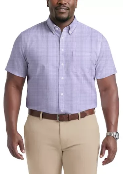 Big & Tall All Over Stretch Short Sleeve Button Down Dress Shirt