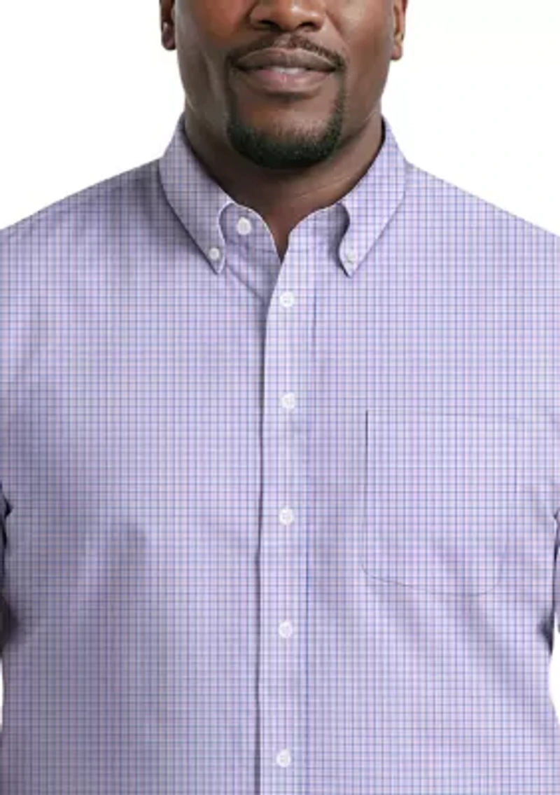 Big & Tall All Over Stretch Short Sleeve Button Down Dress Shirt