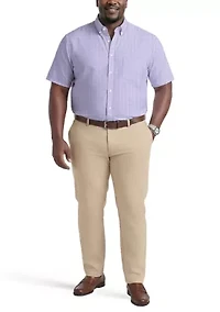 Big & Tall All Over Stretch Short Sleeve Button Down Dress Shirt