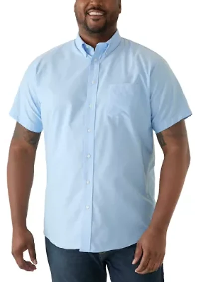 Big & Tall All Over Stretch Short Sleeve Button Down Dress Shirt