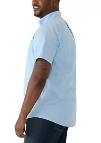 Big & Tall All Over Stretch Short Sleeve Button Down Dress Shirt